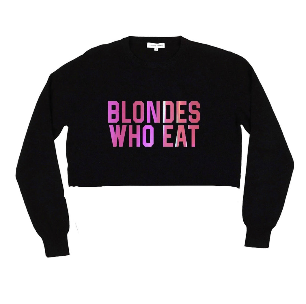 BLACK W/ PINK LOGO CROP of ATHLETIC // UNISEX ADULT CREWNECK